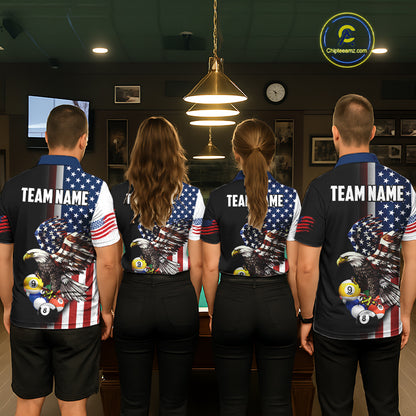 American Flag Eagle 9 Ball Custom Billiard Shirts for Men Billiard Team Jerseys Billiard League NNT284