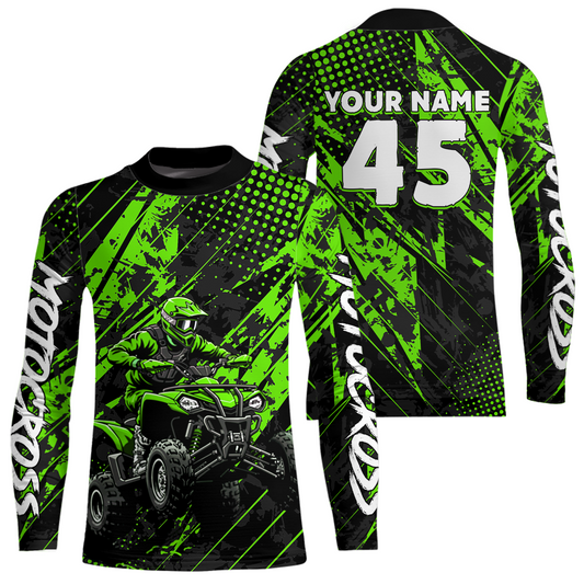 Custom Green ATV Motocross Shirts Kid Men Women Off-Road Quad Bike Shirt UPF30+ DNT61