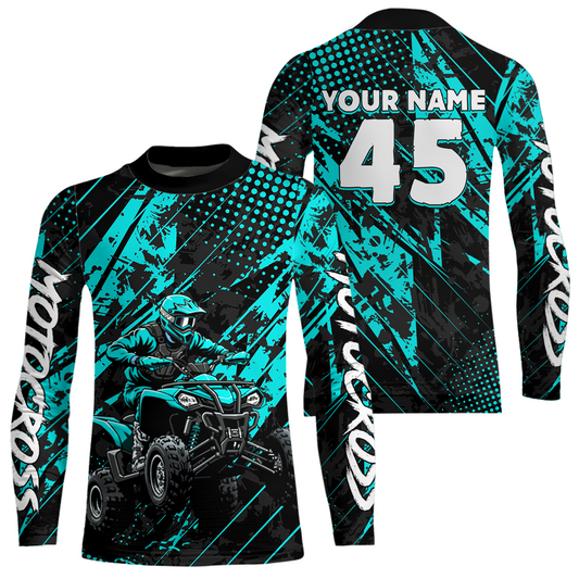 Custom Turquoise ATV Motocross Shirts Kid Men Women Off-Road Quad Bike Shirt UPF30+ DNT61