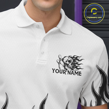 Load image into Gallery viewer, Custom Skull Flame Bowling Jersey for Men Bowling Team Shirts Bowling League Polo &amp; 1/4 Zip HNT305