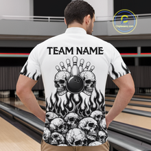 Load image into Gallery viewer, Custom Skull Flame Bowling Jersey for Men Bowling Team Shirts Bowling League Polo &amp; 1/4 Zip HNT305