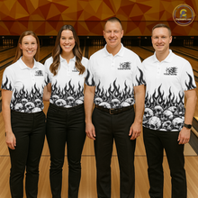 Load image into Gallery viewer, Custom Skull Flame Bowling Jersey for Men Bowling Team Shirts Bowling League Polo &amp; 1/4 Zip HNT305