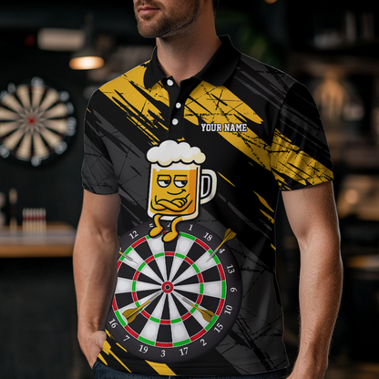 Custom Yellow Funny Beer Darts Board Dart Shirts For Men Darts Team Jerseys Dart Tournament NNT120