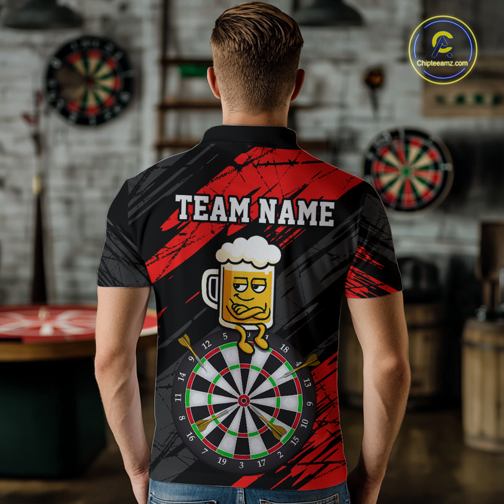 Custom Red Funny Beer Darts Board Dart Shirts For Men Darts Team Jerseys Dart Tournament NNT120