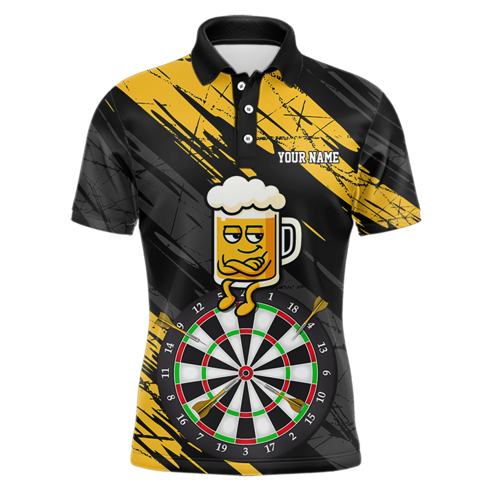 Custom Yellow Funny Beer Darts Board Dart Shirts For Men Darts Team Jerseys Dart Tournament NNT120
