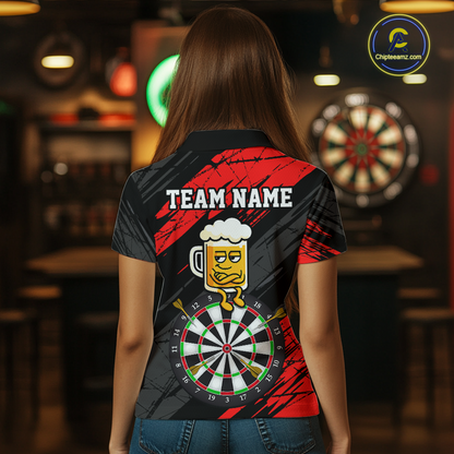 Custom Red Funny Beer Darts Board Dart Shirts For Women Darts Team Jerseys Dart Tournament NNT120