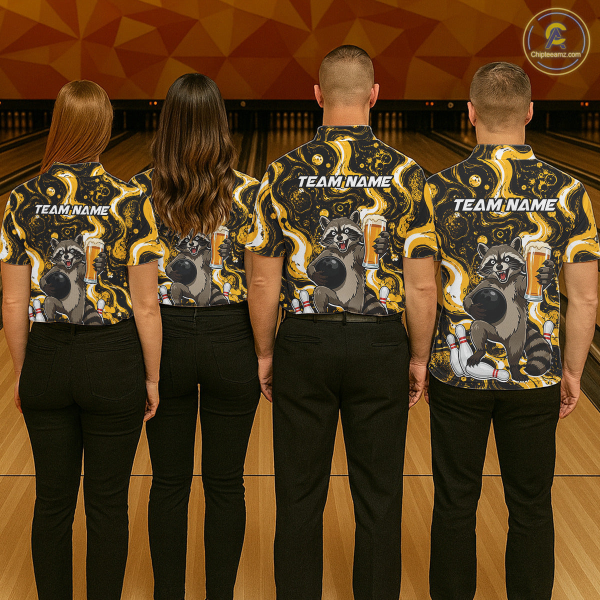 Custom Beer Raccoon Bowling Shirt for Men Bowling Polo & 1/4 Zip Bowling Team Shirts HNT311