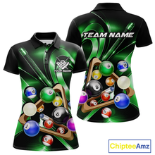 Load image into Gallery viewer, Custom Ball Pool Shirts Green Billiard Shirt for Women Billiard Team Jersey Billiard League NNT180