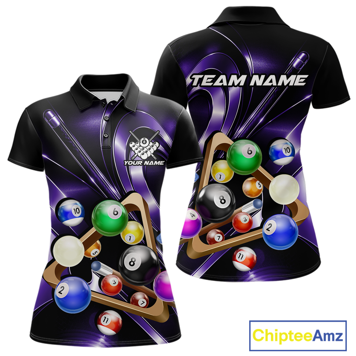 Custom Ball Pool Shirts Purple Billiard Shirt for Women Billiard Team Jersey Billiard League NNT180