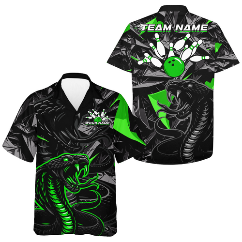 Custom Green Cobra Snake Hawaiian Bowling Jersey Bowling Team Shirts Bowling Uniform HNT137