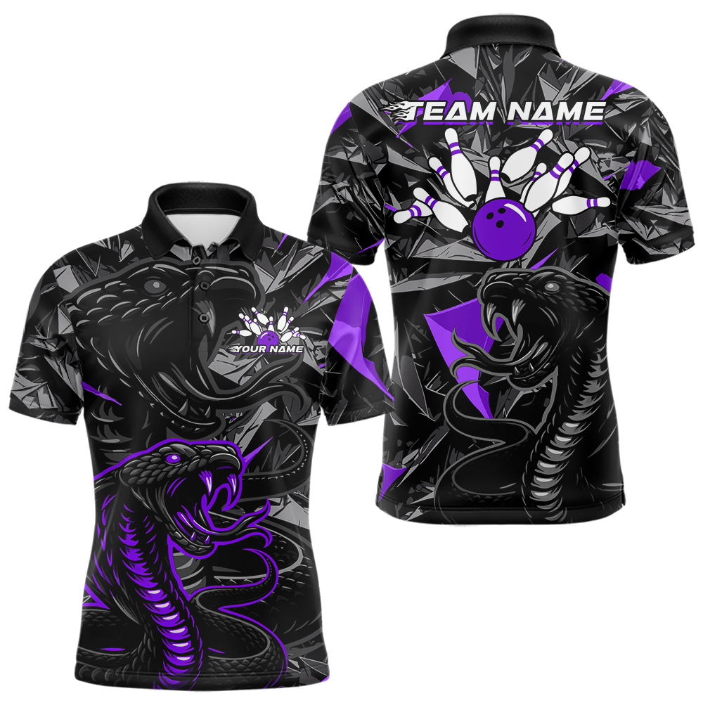 Custom Purple Cobra Snake Bowling Jersey for Men Bowling Team Shirts Bowling Uniform Polo & 1/4 Zip HNT137