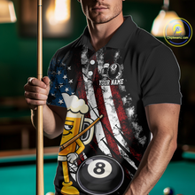 Load image into Gallery viewer, Custom Funny US Flag Beer 8 Ball Pool Men Billiard Polo &amp; 1/4 Zip, Billiard Shirt, Billiard Team Jerseys NNT146