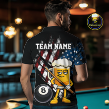 Load image into Gallery viewer, Custom Funny US Flag Beer 8 Ball Pool Men Billiard Polo &amp; 1/4 Zip, Billiard Shirt, Billiard Team Jerseys NNT146