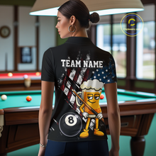 Load image into Gallery viewer, Custom Funny US Flag Beer 8 Ball Pool Women Billiard Polo &amp; 1/4 Zip, Billiard Shirt, Billiard Team Jerseys NNT146