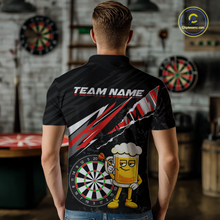Load image into Gallery viewer, Custom Red Funny Beer Dart Shirts for Men Darts Team Jerseys Dart Tournament Polo &amp; 1/4 Zip NNT139