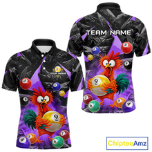 Load image into Gallery viewer, Custom Funny Purple Chicken 9 Ball Pool Billiard Shirt for Men Polo &amp; 1/4 Zip, Billiard Team Jerseys NNT157