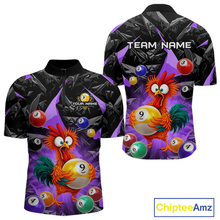 Load image into Gallery viewer, Custom Funny Purple Chicken 9 Ball Pool Billiard Shirt for Men Polo &amp; 1/4 Zip, Billiard Team Jerseys NNT157