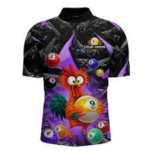 Load image into Gallery viewer, Custom Funny Purple Chicken 9 Ball Pool Billiard Shirt for Men Polo &amp; 1/4 Zip, Billiard Team Jerseys NNT157