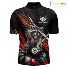 Load image into Gallery viewer, Custom Red Funny Raccoon 8 Ball Billiard Shirt for Men Billiard Team Jersey Billiard League NNT191