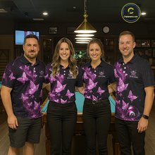 Load image into Gallery viewer, Custom Pink Butterfly Galaxy 8 Ball Billiard Shirt for Women Billiard Team Jersey Billiard League NNT192