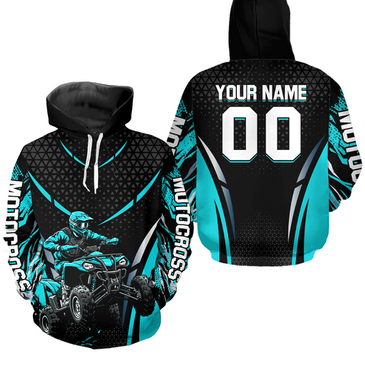 Personalized Turquoise ATV Motocross Hoodie Jersey Off-Road Hoodie Shirt for Kid Men Women HOT41