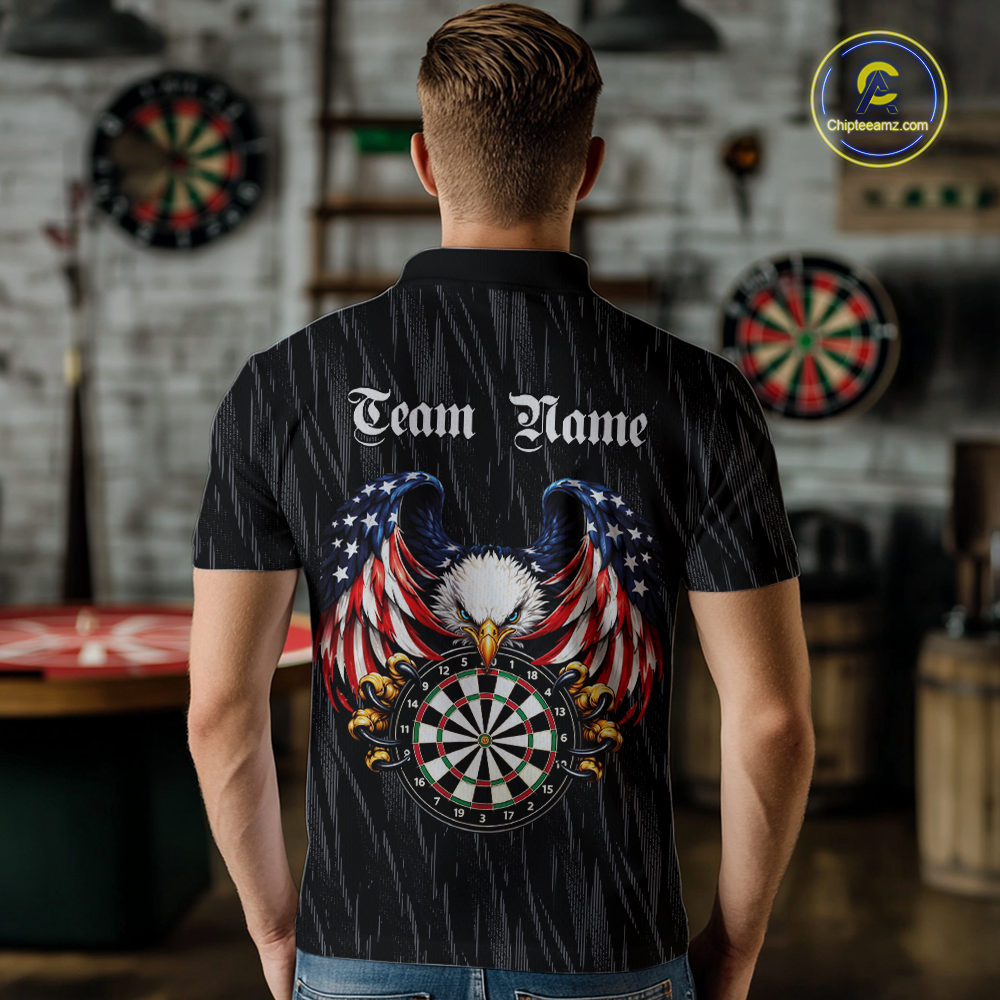 Custom US Flag Eagle Darts Shirt for Men Darts Team Jerseys Dart Tournament Polo & 1/4 Zip NNT111