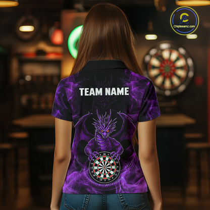 Custom Purple Dragon Darts Board Dart Shirts For Women Darts Team Jerseys Polo & 1/4 Zip NNT121