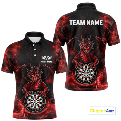 Custom Red Dragon Darts Board Dart Shirts For Men Darts Team Jerseys Polo & 1/4 Zip NNT121