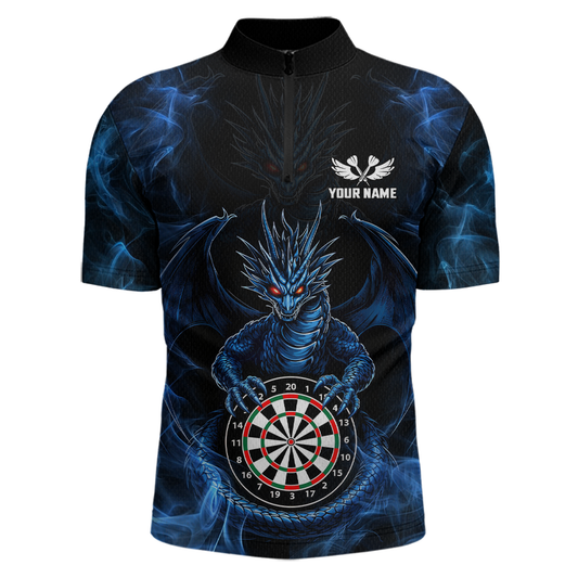 Custom Blue Dragon Darts Board Dart Shirts For Men Darts Team Jerseys Polo & 1/4 Zip NNT121