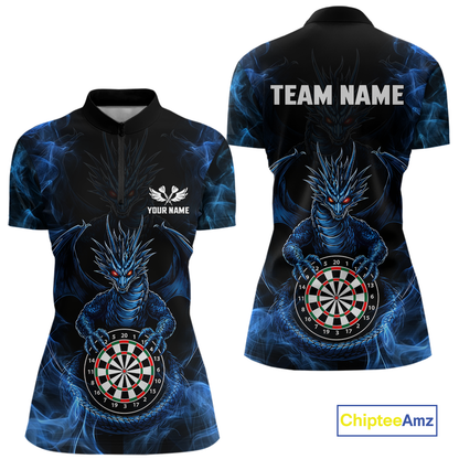 Custom Blue Dragon Darts Board Dart Shirts For Women Darts Team Jerseys Polo & 1/4 Zip NNT121