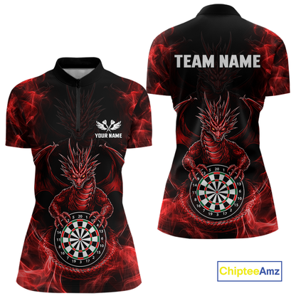 Custom Red Dragon Darts Board Dart Shirts For Women Darts Team Jerseys Polo & 1/4 Zip NNT121