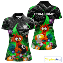 Load image into Gallery viewer, Custom Green Funny Chicken 8 Ball &amp; 9 Ball Billiard Shirt for Women Billiard Team Jerseys NNT190