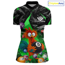 Load image into Gallery viewer, Custom Green Funny Chicken 8 Ball &amp; 9 Ball Billiard Shirt for Women Billiard Team Jerseys NNT190