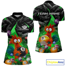 Load image into Gallery viewer, Custom Green Funny Chicken 8 Ball &amp; 9 Ball Billiard Shirt for Women Billiard Team Jerseys NNT190