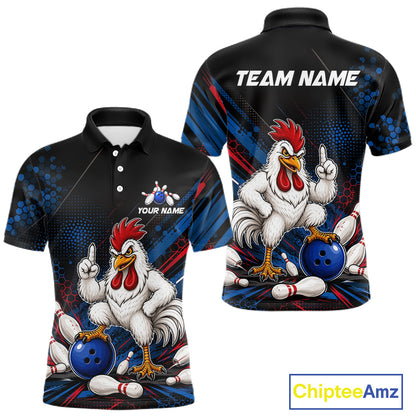 Custom Funny Chicken Bowling Jersey for Men Chicken Bowling Team Shirts Polo & 1/4 Zip HNT508