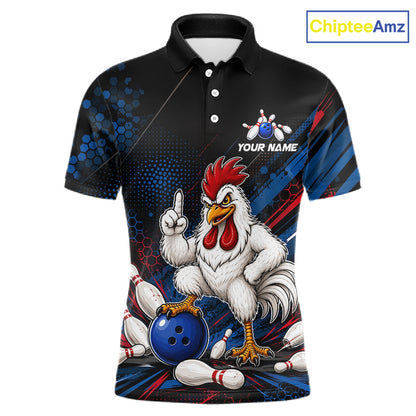 Custom Funny Chicken Bowling Jersey for Men Chicken Bowling Team Shirts Polo & 1/4 Zip HNT508