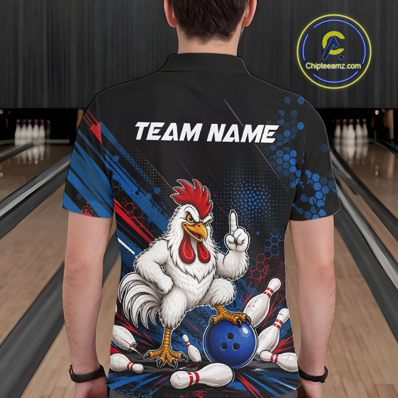 Custom Funny Chicken Bowling Jersey for Men Chicken Bowling Team Shirts Polo & 1/4 Zip HNT508