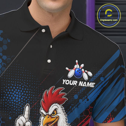 Custom Funny Chicken Bowling Jersey for Men Chicken Bowling Team Shirts Polo & 1/4 Zip HNT508