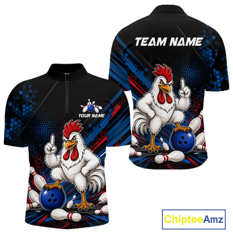 Custom Funny Chicken Bowling Jersey for Men Chicken Bowling Team Shirts Polo & 1/4 Zip HNT508