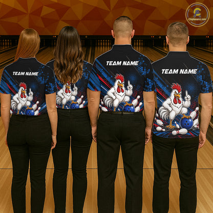 Custom Funny Chicken Bowling Jersey for Men Chicken Bowling Team Shirts Polo & 1/4 Zip HNT508