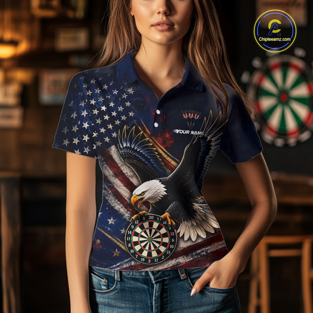Custom American Flag Eagle Darts Shirt for Women Darts Team Jerseys Dartboard Shirt NNT293