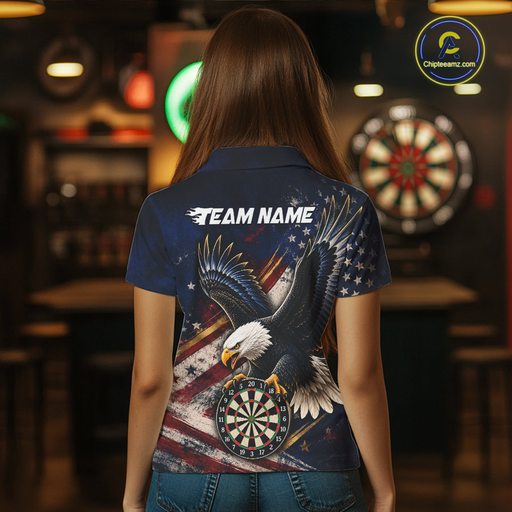 Custom American Flag Eagle Darts Shirt for Women Darts Team Jerseys Dartboard Shirt NNT293