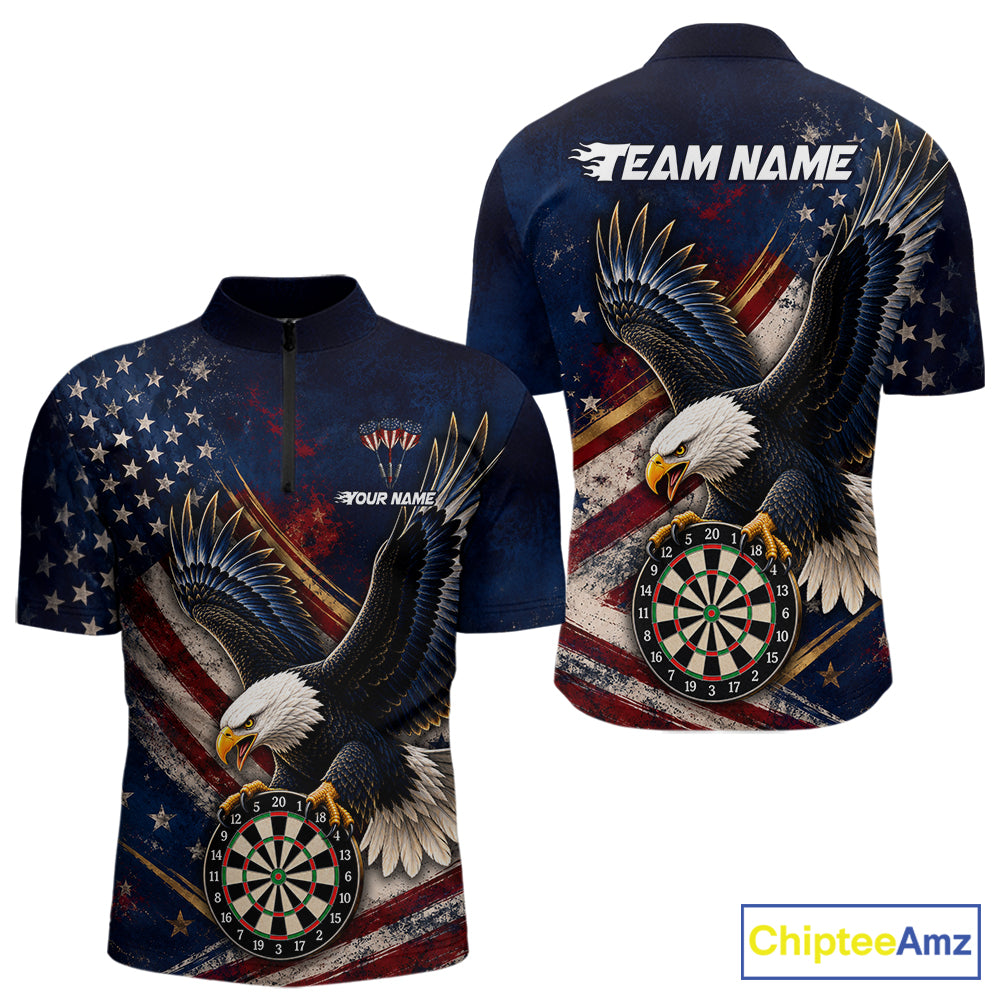 Custom American Flag Eagle Darts Shirt for Men Darts Team Jerseys Dartboard Shirt NNT293