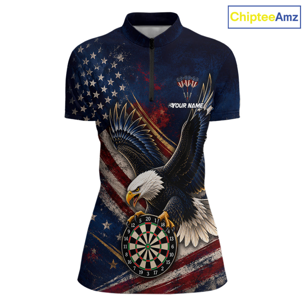 Custom American Flag Eagle Darts Shirt for Women Darts Team Jerseys Dartboard Shirt NNT293