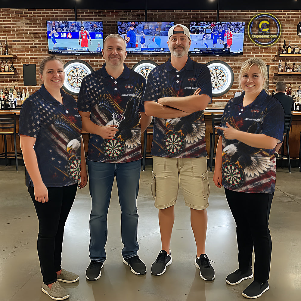Custom American Flag Eagle Darts Shirt for Women Darts Team Jerseys Dartboard Shirt NNT293