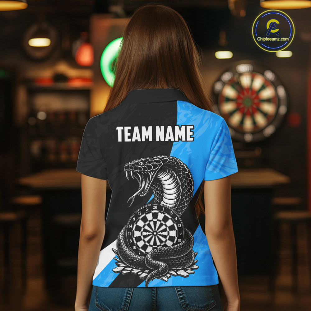 Custom Turquoise Cobra Snake Darts Shirt for Women Darts Team Jerseys Dartboard Shirt NNT294
