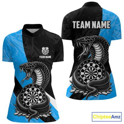 Custom Turquoise Cobra Snake Darts Shirt for Women Darts Team Jerseys Dartboard Shirt NNT294