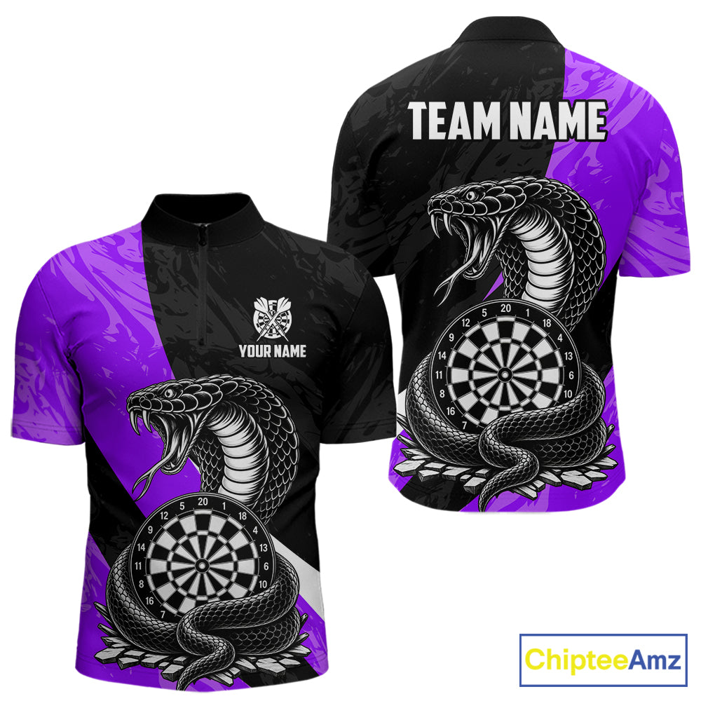 Custom Purple Cobra Snake Darts Shirt for Men Darts Team Jerseys Dartboard Shirt NNT294