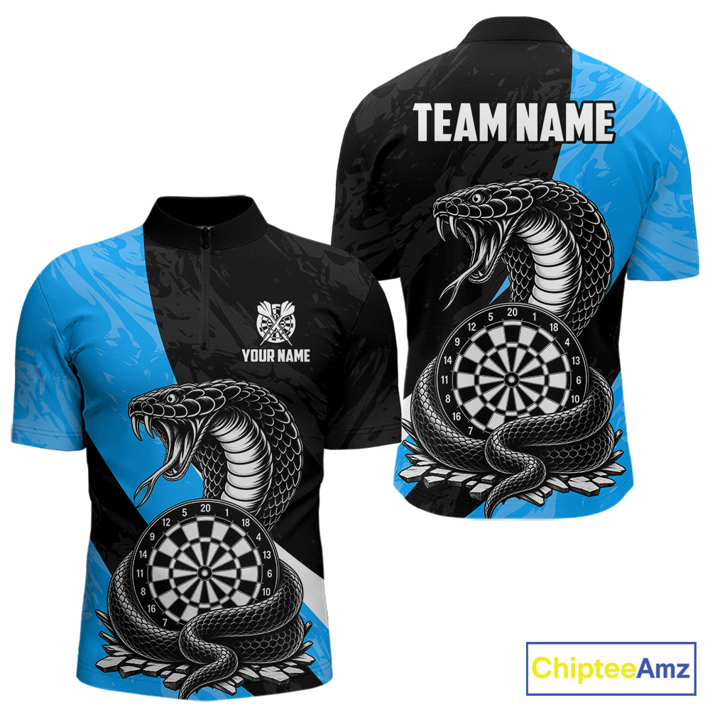 Custom Turquoise Cobra Snake Darts Shirt for Men Darts Team Jerseys Dartboard Shirt NNT294
