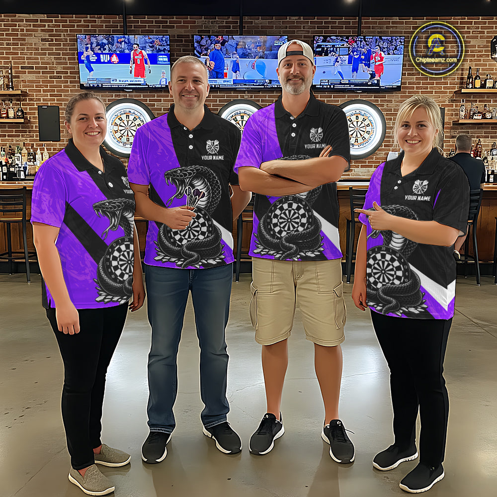 Custom Purple Cobra Snake Darts Shirt for Men Darts Team Jerseys Dartboard Shirt NNT294